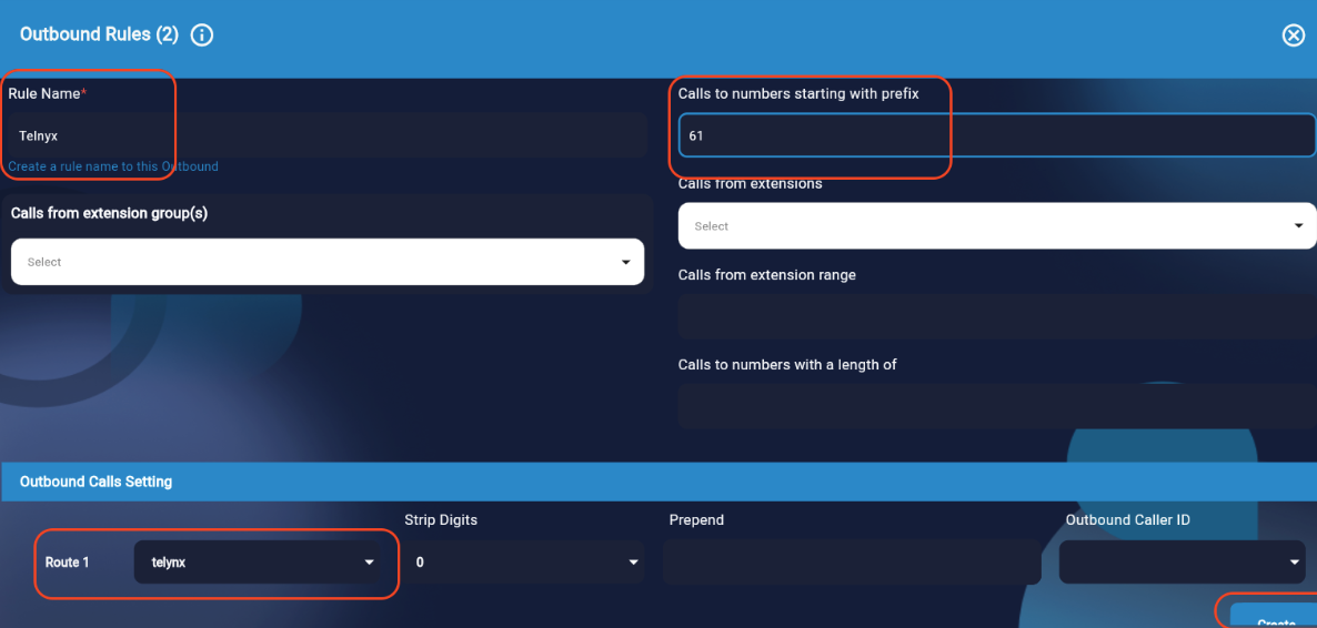 Enter your outbound rule